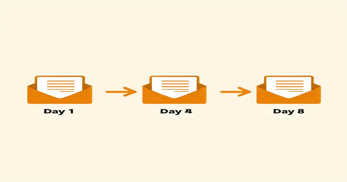 Email sequence flow diagram showing a multi-step nurture campaign structure